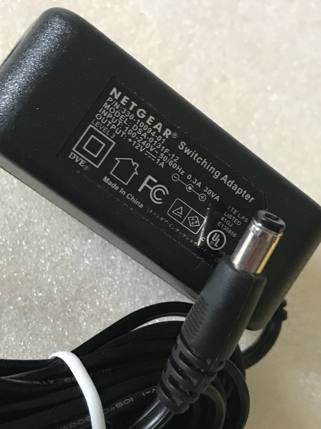 Netgear 330-10094-01 DSA-0131F-12 ProSafe Router AC Power Adapter