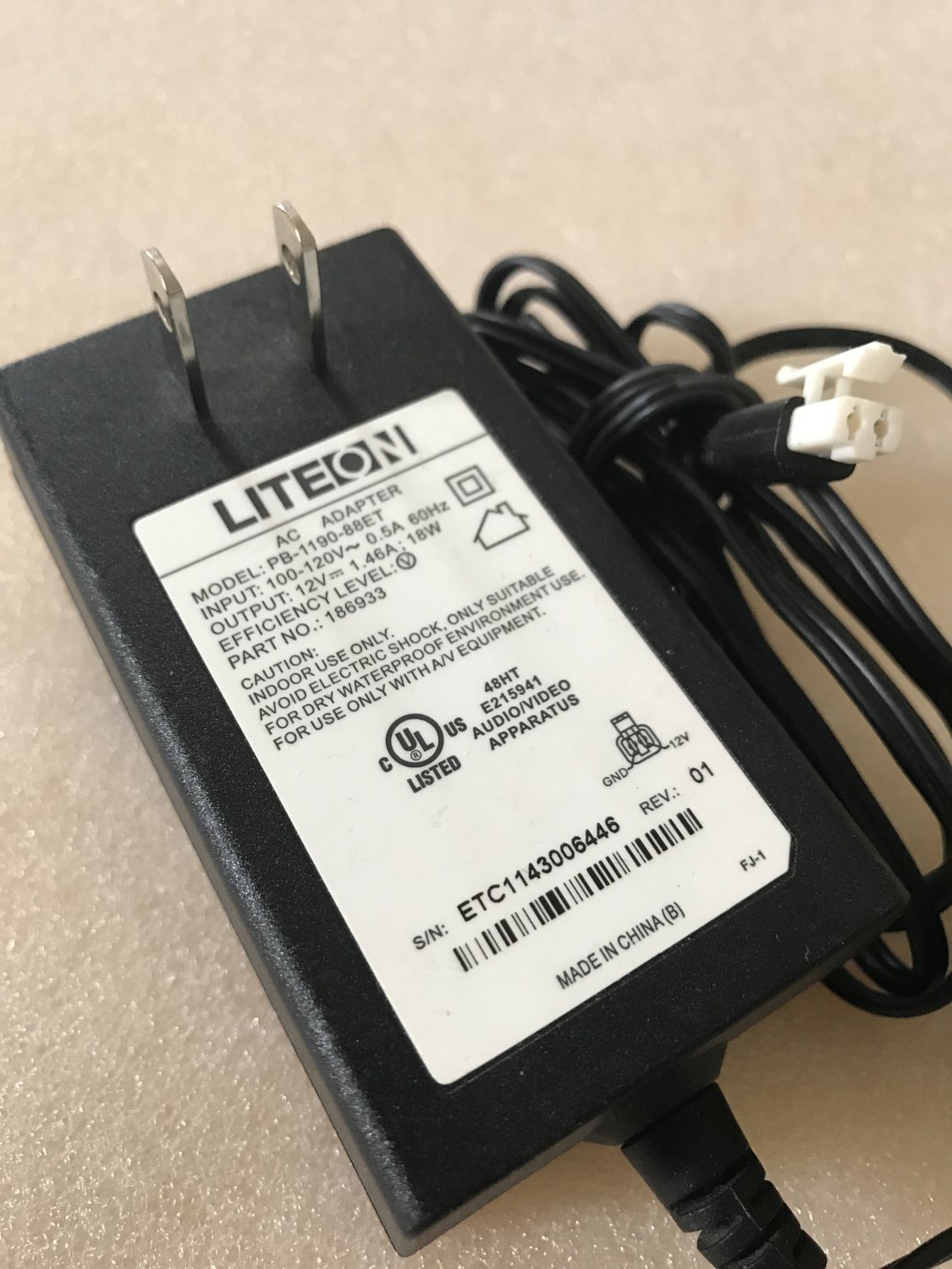 Dish Network Joey Lite On Power Supply PB-1190-88ET 12v 1.46a AC Power Adapter 186933