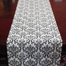 Wedding Table Runner Table Centerpiece Linens Black and White Floral Runner Decor