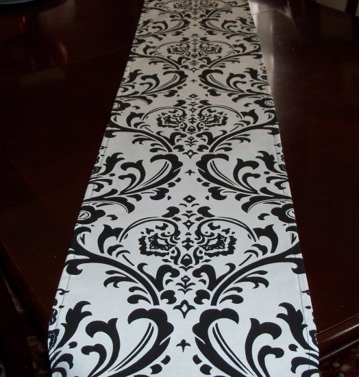 Wedding Table Runner Black and White Runner Table Centerpiece Decor