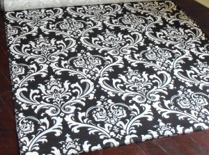 Wedding Black and White Aisle Runner Floral Damask Isle Runner Real Fabric Ceremony Decor