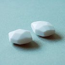 White faceted glass beads (per pair)