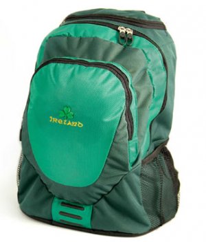 Irish Backpack with Shamrock on Back with Double Zipper