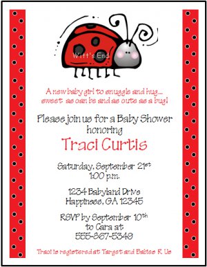 Red Ladybug Custom Baby Shower Invitations