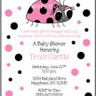 Ladybug Dots Custom Baby Shower Invitations Pink Red
