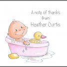 Baby Tub Ducks Custom Thank You Note Cards Pink Blue