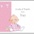 Baby in Onsie Custom Thank You Note Cards Pink Blue