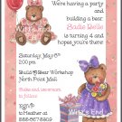 Build a Teddy Bear Custom Birthday Party Invitations