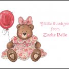 Teddy Bear in Pink Dress Custom Thank You Note Cards