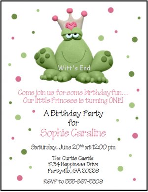 Frog Prince Princess Custom Birthday Party Invitations