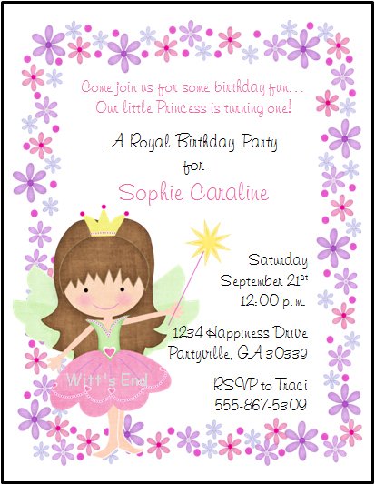 Fairy Princess Custom Birthday Party Invitations