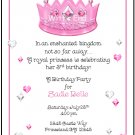 Pink Princess Crown Custom Birthday Party Invitations