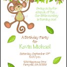 Monkey on Vine Custom Birthday Party Invitations
