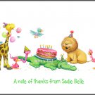 Birthday Party Zoo Animals Custom Thank You Note Cards