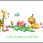 Birthday Party Zoo Animals Custom Thank You Note Cards