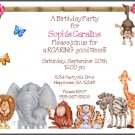 Jungle Safari Animals Custom Birthday Party Invitations