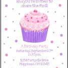 Cupcake Polka Dots Custom Birthday Party Invitations