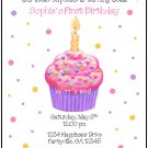 First Cupcake Custom Birthday Party Invitations