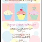Colorful Cupcakes Custom Birthday Party Invitations