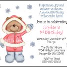 Teddy Bear Girl Custom Winter Holiday Party Invitations