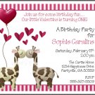 Giraffe Love Valentine's Day Custom Party Invitations