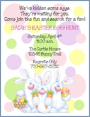personalised paper card birthday party invites invitations EASTER EGG HUNT #3 