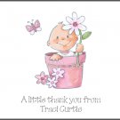 Flower Pot Baby Pink Custom Thank You Note Cards