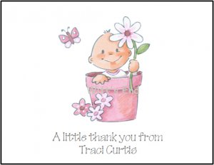 Flower Pot Baby Pink Custom Thank You Note Cards