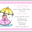 Tickled Pink Umbrella Custom Baby Shower Invitations