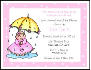 Tickled Pink Umbrella Custom Baby Shower Invitations