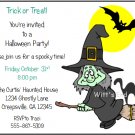 Witch on Broomstick Custom Halloween Party Invitations