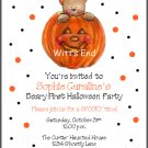 Bear in Pumpkin Dots Custom Halloween Party Invitations