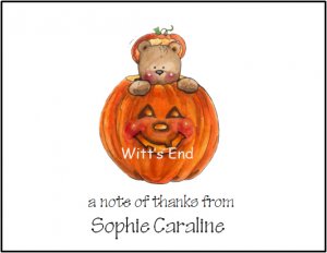 Bear in Pumpkin Custom Thank You Note Cards
