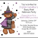 Teddy Beary Witchy Custom Halloween Party Invitations