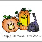 Pumpkins and Black Cat Custom Thank You Note Cards