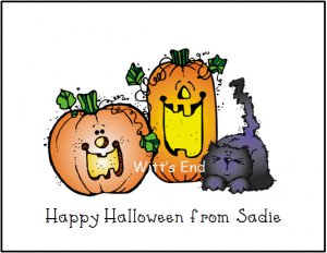 Pumpkins and Black Cat Custom Thank You Note Cards