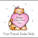 Kitty Cat with Heart Valentine's Day Custom Note Cards