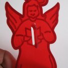Vintage 1950s Christmas red plastic caroling angel cookie cutter