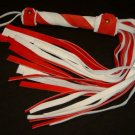 20 Lash 1/2 Inch Wide White  and Red Suede Flogger