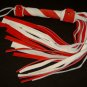 20 Lash 1/2 Inch Wide White  and Red Suede Flogger