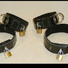 Wrist and Ankle Cuffs Black Leather On Black Leather Locking (set of 4)
