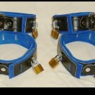 Wrist and Ankle Cuffs Black Leather On Blue Suede Locking (set of 4)