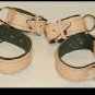 Wrist and Ankle Cuffs Tan Leather On Black Leather Roller Buckle  (set of 4)