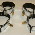 Set of FOUR Locking Silver Metallic Leather Cuffs