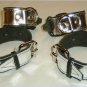 Set of FOUR Roller Buckle Silver Metallic Leather Cuffs