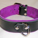 1 Ring Purple Suede Lined Leather Collar - Roller Buckle