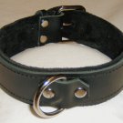 Black Leather (All Leather) Lined 1 Ring Collar- Roller Buckle