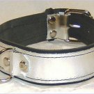 One Ring Silver Metallic Leather Collar Roller Buckle