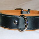 3 Ring Tan Suede Lined Leather Collar - Roller Buckle