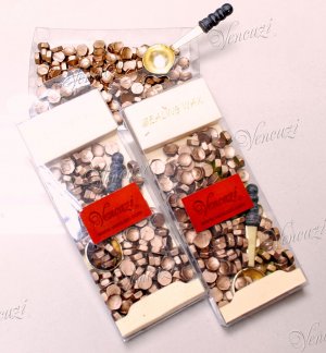 150pcs Hexagon Sealing Wax Beads w/ Mini Melting Spoon Hanger Pack - Golden (3packs +FREE GIFT!!!)